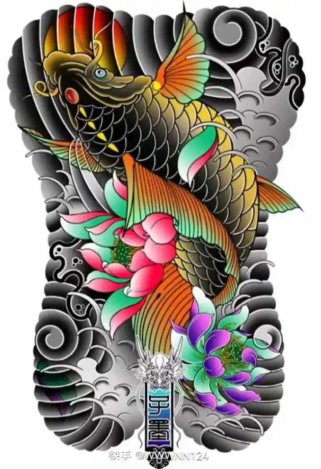 满背鲤鱼#刺青艺术 #刺青 #总有一款适合你 #祝刷到的朋友 - 抖音