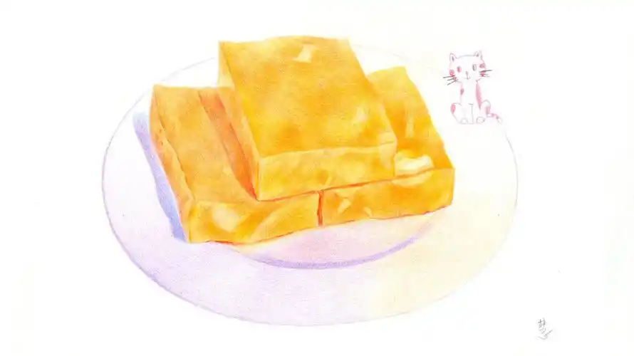 彩铅画 《传统小吃:马蹄糕 》 的绘画步骤