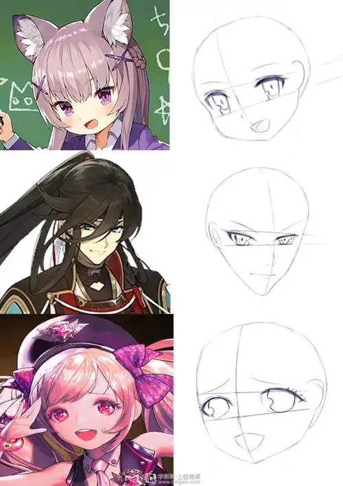 动漫插画基础不同比例脸部练习