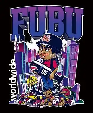 嘻哈风人物字母印花图案服装裁片t恤卫衣烫图印花花型素材