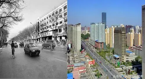 一个火车拉来的城市石家庄70年老照片新旧对比