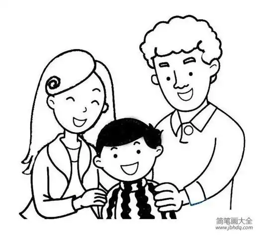 幼儿一家三口简笔画全身