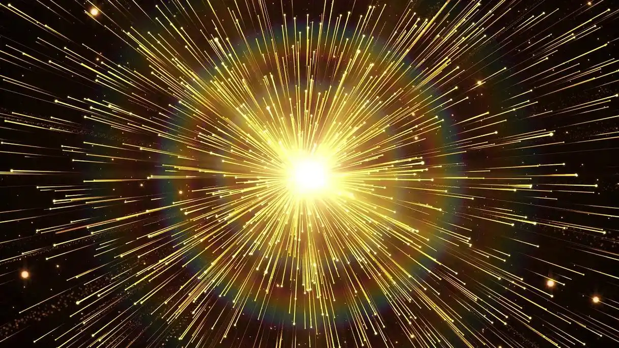 4k金色粒子光线佛光背景视频金色粒子背景