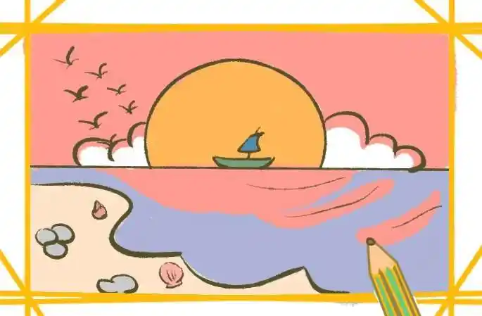 最美夕阳简笔画 美丽的夕阳简笔画