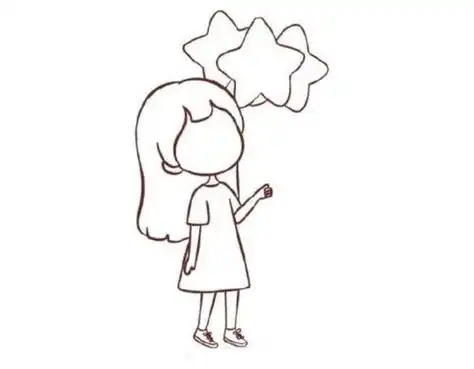 小女孩侧身简笔画可爱