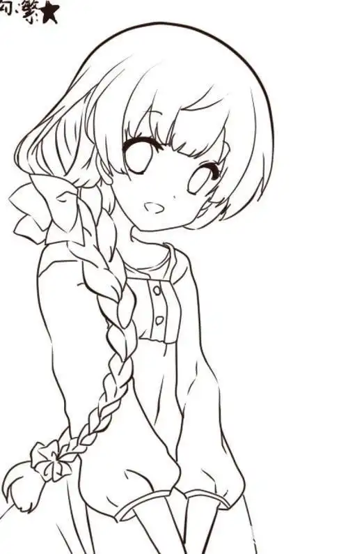 动漫人物插图简笔画黑白