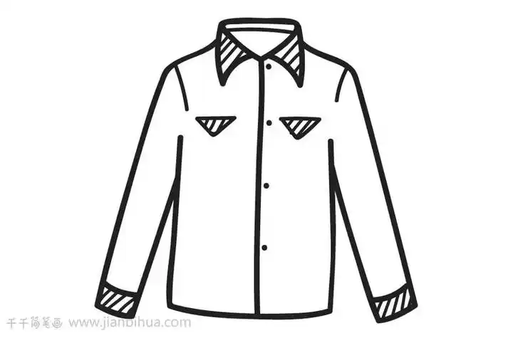 纯士衬衣 strong>简笔 /strong>涂画_衣服简笔画