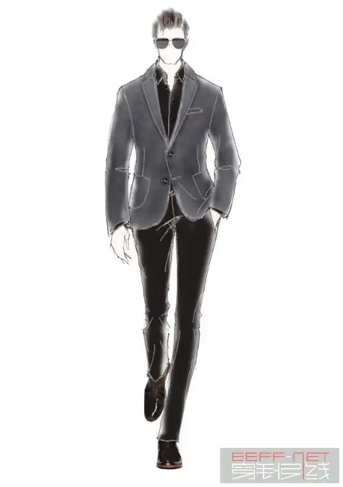 第一次画男装彩图,请多多指教-服装画/服装设计手稿 - 穿针引线服装