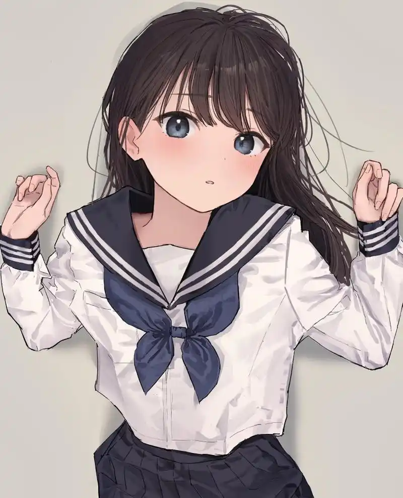 二次元# 娇羞可爱的水手服少女[awsl] p站画师:あきぺこ