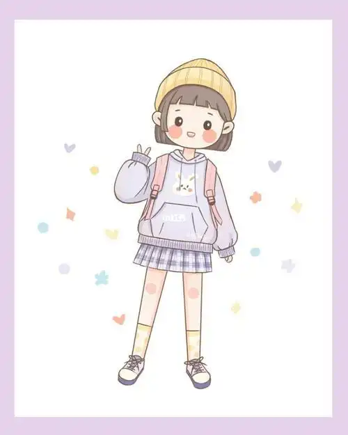 简笔画|手账素材|人物插画|可爱小女孩手帐简笔画插画素材天河