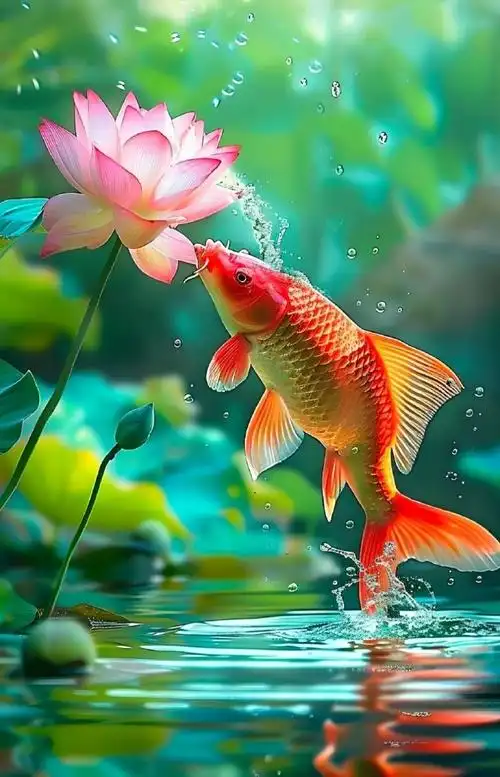 锦鲤戏荷 好运莲莲壁纸