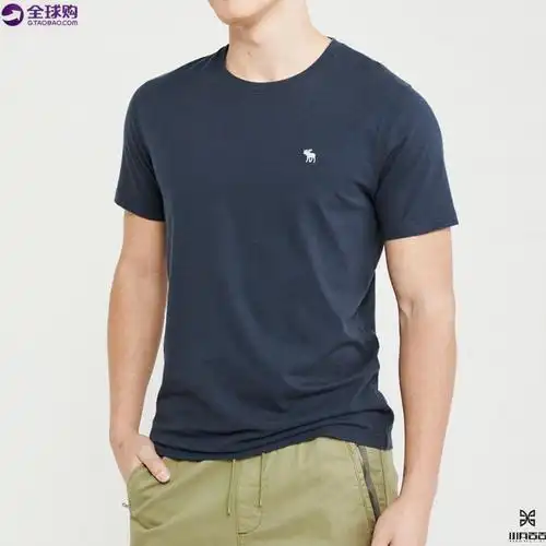 美国代购 abercrombie fitch/af 男士夏经典纯色休闲圆领短袖t恤