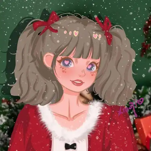 超可爱的手绘女生头像,红红火火的卡通头像