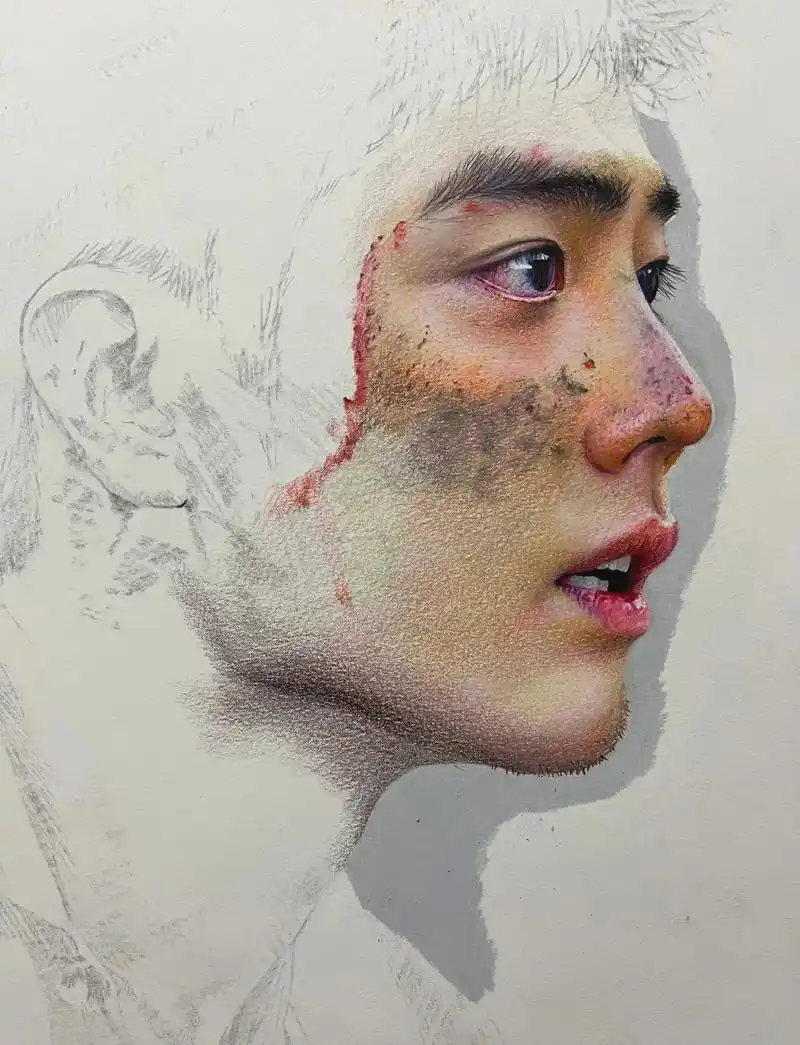 彩铅画 #肖战 - 抖音