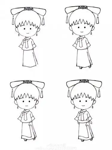 古代宫庭宫女简笔画