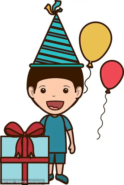 男孩戴着派对帽庆祝生日