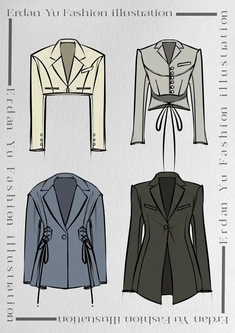 服装手绘/小众西装款式图7815设计师get