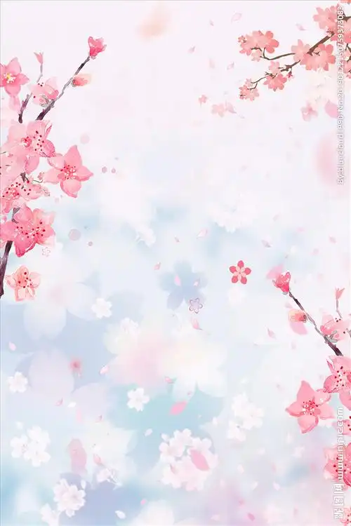 粉色春天桃花背景海报醉美暖色清图片