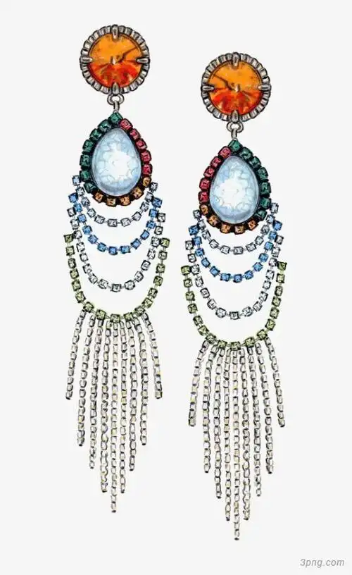 时尚耳环png素材透明免抠图片卡通手绘