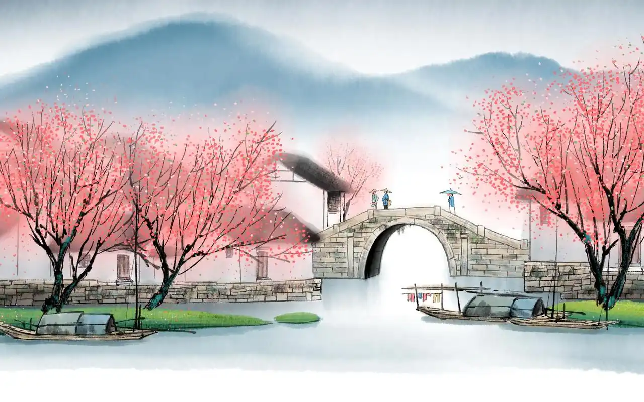 如何用灵华水墨笔刷画一幅江南春景图