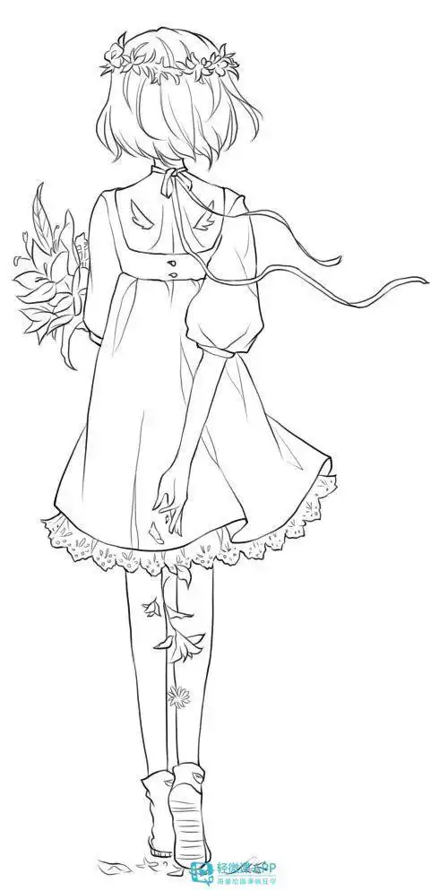 动漫人物线稿全身素材图片-三少插画网