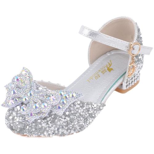 韩版女童公主鞋凉鞋2024新款学生舞蹈演出儿童水晶鞋女孩子高跟鞋