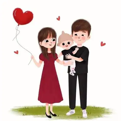 手绘头像一家三口头像