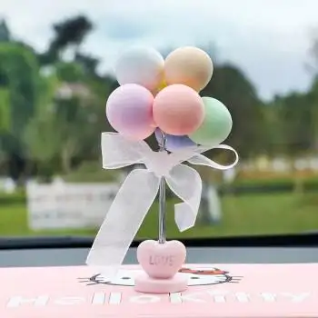 照片情侣头像创意个性车载摇头卡通可爱装饰品 爱心底彩色告白气球