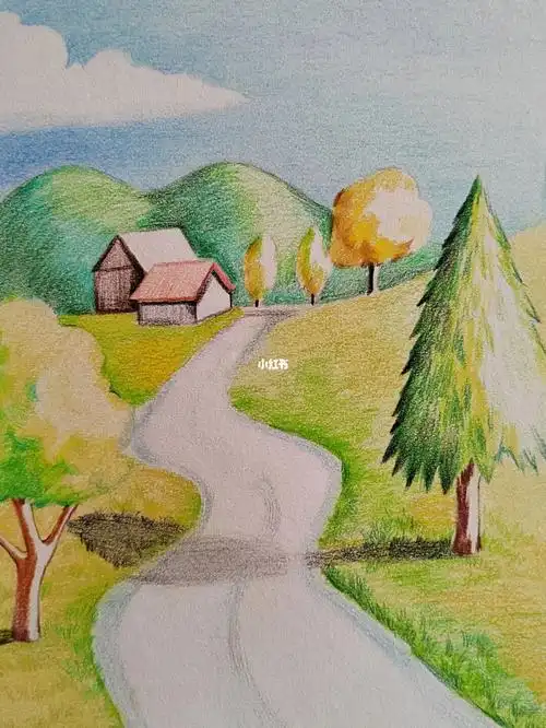 儿童彩铅风景画