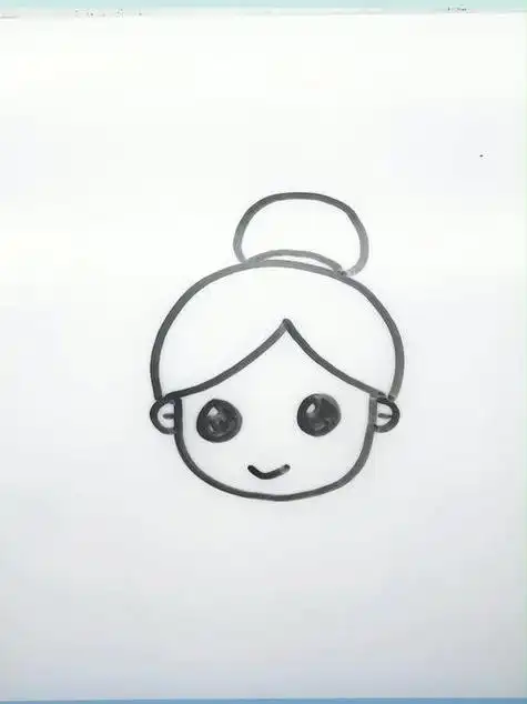 形象简笔画步骤图文教程丸子头女孩简笔画彩色女孩丸子头头像简笔画