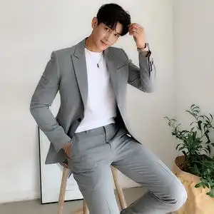 男士西服套装修身潮流帅气新郎结婚礼服韩国东大门西装男商务正装