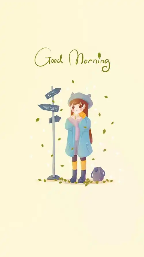 早安,文字,带字,卡通少女,手绘,iphone6s壁纸,手机壁纸早安女孩唯美