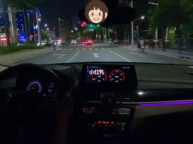 女生开车第一视角夜晚沉浸式兜风