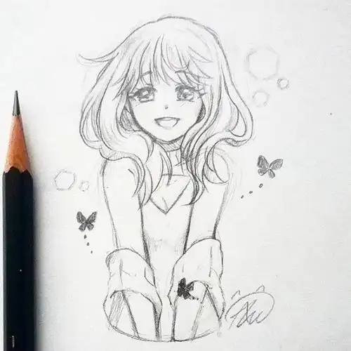 动漫人物线稿可爱滴兔子小女孩insal