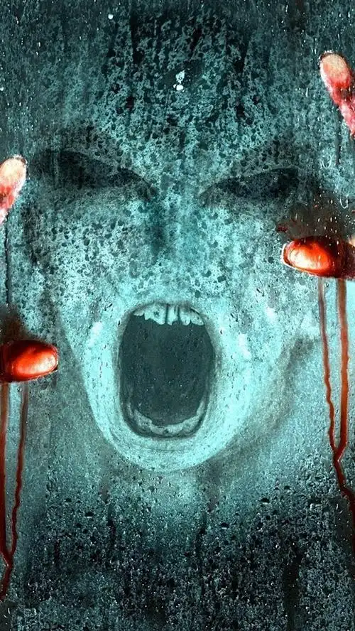 iphone 壁纸 恐怖,手,脸,血,玻璃,雨