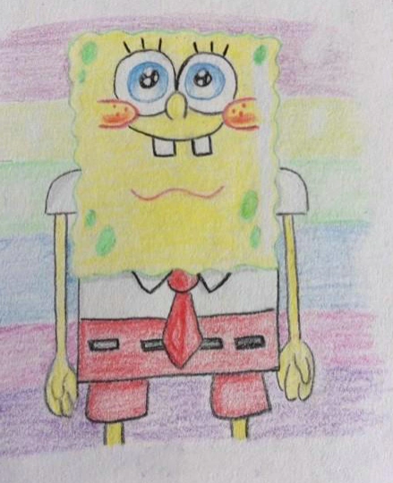 海绵宝宝彩铅画绘画教学步骤