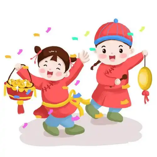 新年春节敲锣打鼓的传统卡通童男童女5203978图片免抠素材