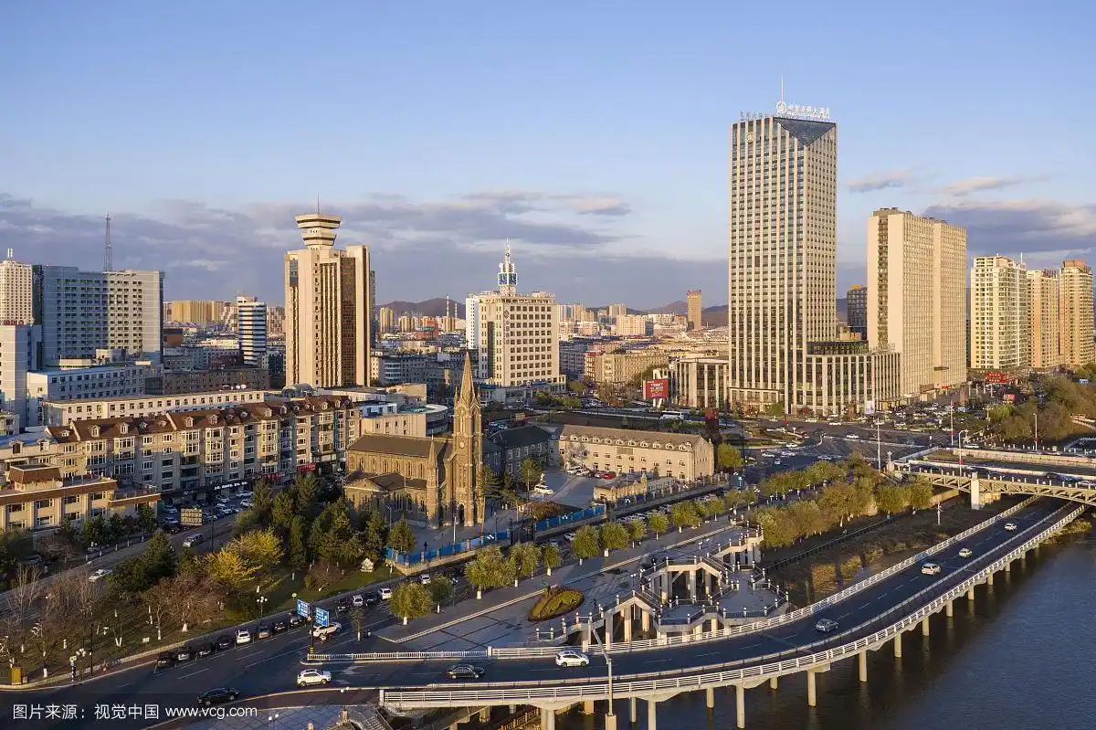 航拍吉林市城市风光