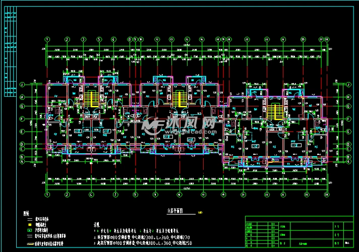 山东某小区六层住宅楼建筑设计cad施工图- 住宅建筑图纸 - 沐风网