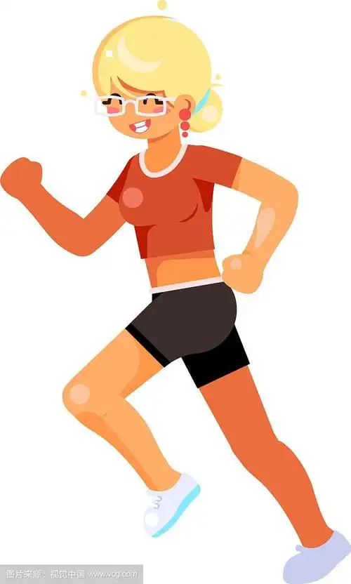 可爱女孩健康保健跑步健身卡通