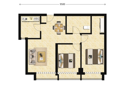 仁恒公园世纪户型二居