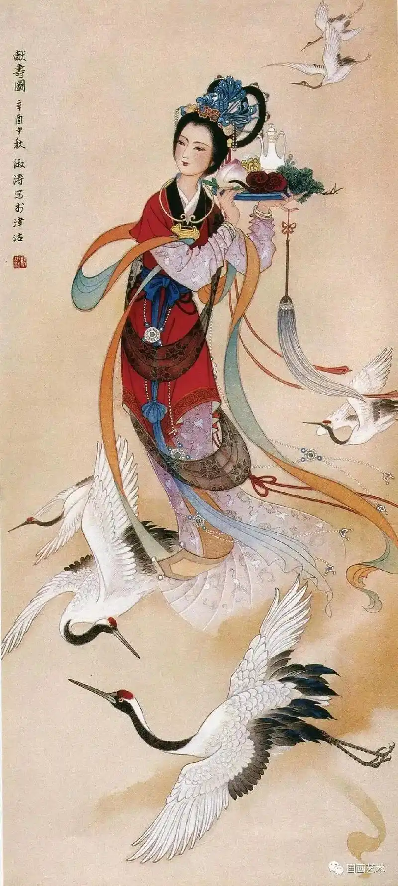 中国仕女图洛神山水画天春梅去