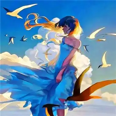 治愈系蓝色风格女生头像图片