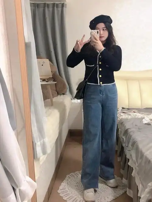 130斤微胖女生秋冬穿搭|小香风上衣77牛仔裤_上衣_小香风_微胖_牛仔
