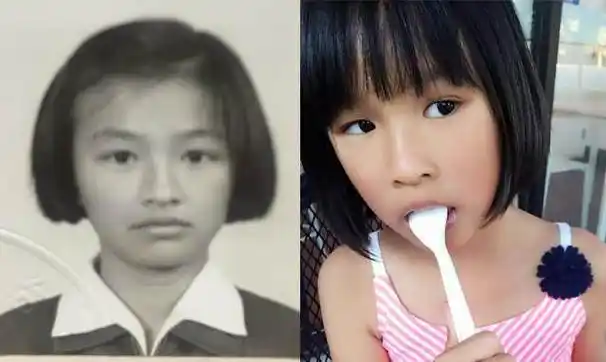 张庭为了安抚女儿,还晒出了自己小时候的照片,暗示女儿长大会"女大