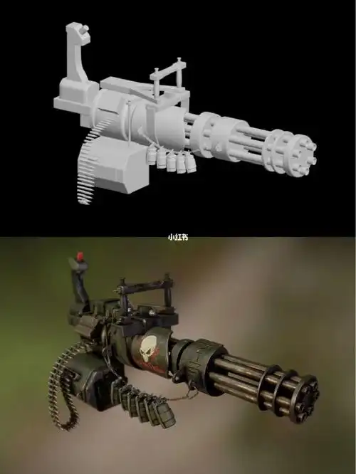 3d建模炫彩加特林来学布线啦