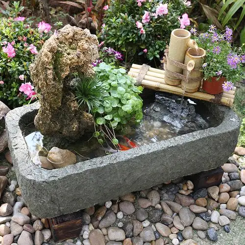 庭院流水景观石槽假山喷泉摆件院内鱼池花园