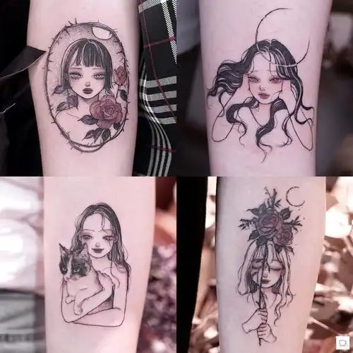 仙女纹身手臂持久2021年新款半永久腿部图案疤痕身体彩妆