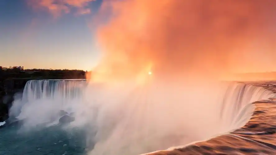日落瀑布,水蒸汽,流 壁纸 - 1920x1080 全高清