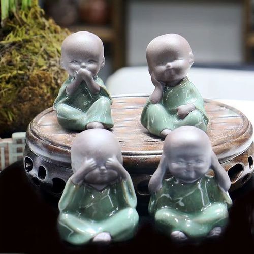 茶宠精品摆件可养创意迷你三四小不小和尚微景观禅意紫砂超萌童趣